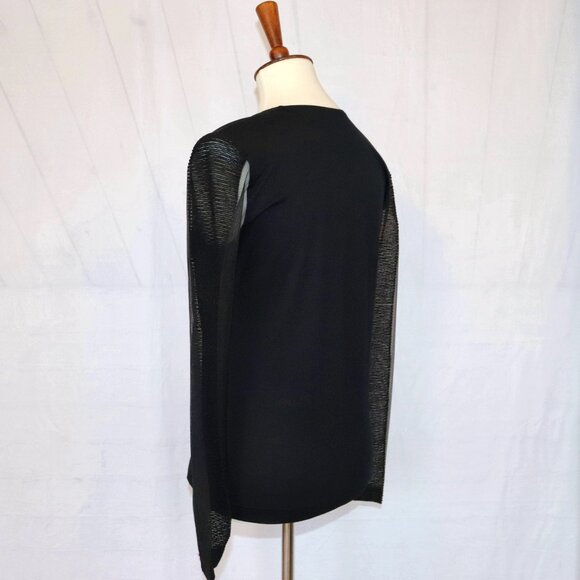 AKRIS 8 Sheer Black Mesh Organza Long Sleeve Illusion Stretch Blouse Top - Picture 4 of 14